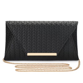 BAIGIO Clutch Women's PU Leather Evening Bag Elegant Handbag Black Bridal Bag Chain Bag for Wedding Women's Bag Small Shoulder Bag Crossbody Bag, #2-black