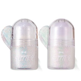 Roll-On Glitter Gel for Face, Body & Hair, Holographic Shimmer, Long Lasting, Festival Rave Party Makeup, 12 Colors (01+02)