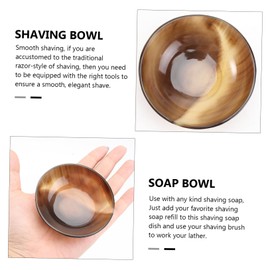 Baluue 2pcs Natural Smooth Horn Shaving Bowl Soap Cup Shaving Kit for Men Razor Compatible