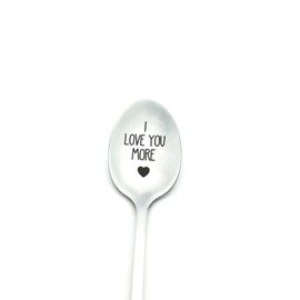 Cenrren I Love You More Spoon Gifts for Boyfriend Girlfriend Husband Wife Anniversary Christmas Birthday Gifts for Him Her Valentines Day Gifts for Couple, Silver, Spo006, 7.67x1.26Inch