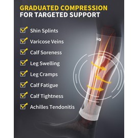 CAMBIVO 3 Pairs Calf Compression Sleeve (20-30 mmHg) for Men and Women，Lower Leg Compression Sleeve for Running, Shin Splint, Calf Cramps, Varicose Veins, Swelling (XX-Large, Black)