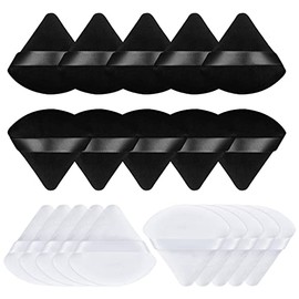 24Pcs Esponjas De Polvo Triangulares Para Polvo Facial, Esponja De Maquillaje Triangular, Soplos De Polvo, Puffs Polvo Triángulo Para Polvos Sueltos o Rubor De Base, Cosmético, Nergo y Blanco