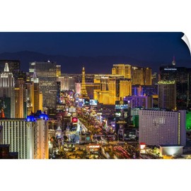 CANVAS ON DEMAND Skyine at Twilight, Las Vegas, Nevada Wall Decal, Las Vegas Artwork