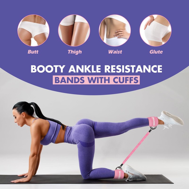 Ankle Resistance Bands with Cuffs, Ankle Bands for Working Out,