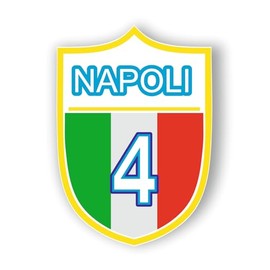 Napoli Campioni d'Italia 4° Scudetto, PVC Sticker Kit for Car, Motorcycle, Helmet Tablet, Consisting of a 10 cm Sticker + 4 5 cm Stickers