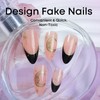 Black Golden Press on Nails Short Almond Fake Nails French