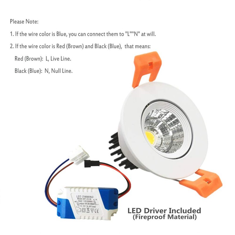 LightingWill 4-Pack 3W CRI80 2inch(51mm) LED Downlight Dimmable COB Directional