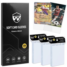 WAIZHIUA 300 Pcs Penny Sleeves - 66x91mm Standard Size Card Sleeves, Top Loaders for MTG, Sports Cards, Acid-Free Non-PVC, Waterproof & Ultra-Clear Protection