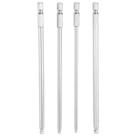Akozon Set of 4 Magnetic Ball Screwdriver Bits Set Hexagonal Screwdriver Bit Set Magnetic Star Head Screw Set 1/4 Inch Hex Shank Steel 150 mm Long Hex