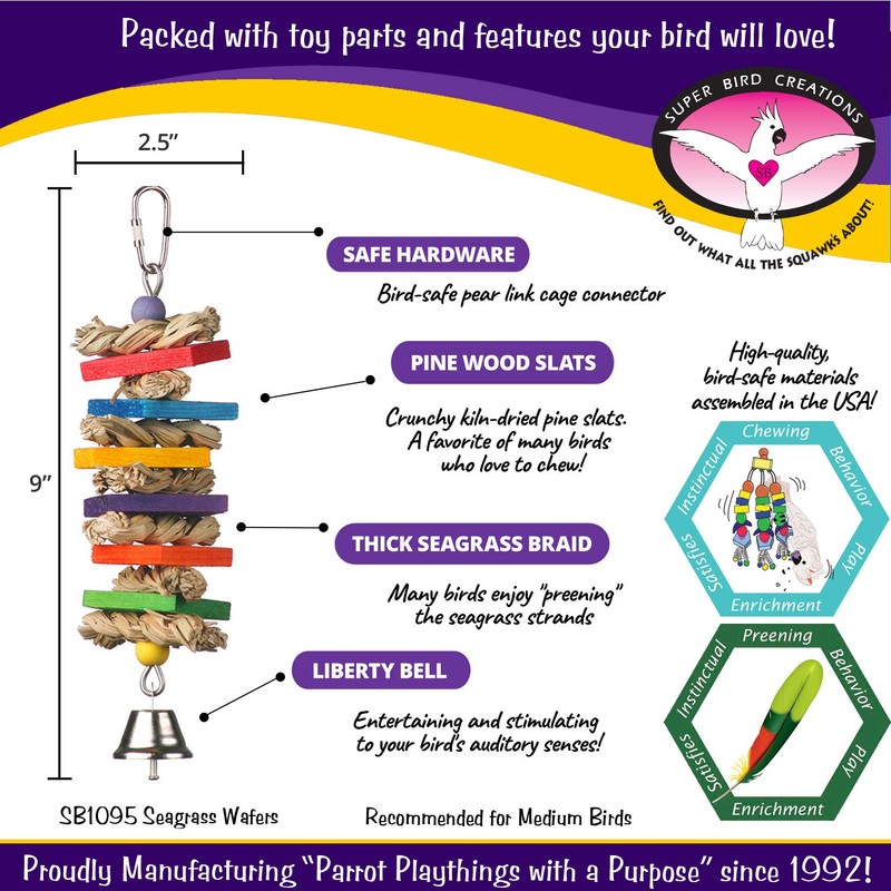 Super Bird Creations SB1095 - Seagrass Wafers Bird Toy for