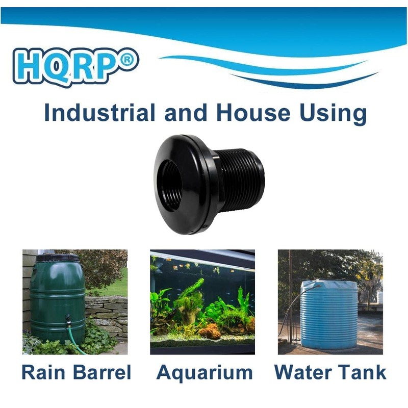 HQRP 2-Pack 3/4" ABS Bulkhead Fitting Double Threaded Water Tank