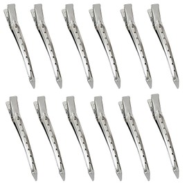 HUIKKJP 12pcs Professional Strong Hair Clips No Trace Stainless Silver Solid Color Curls Bangs Hair Accessories