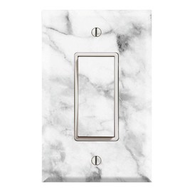 Graphics Wallplates - White Grey Marble Background Print - Single Rocker/GFCI Wall Plate Cover