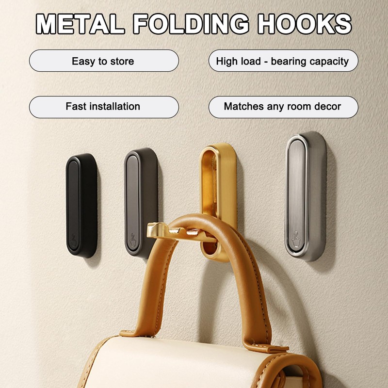 EliphonTowne 4PCS Folding Clothes Hook - Multi Functional Pressing Foldable