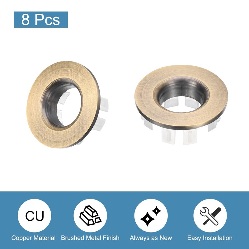 uxcell 8pcs Sink Overflow Rings, Bathroom Kitchen Basin Trim Bath
