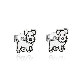 SEIRAA Miniature Schnauzer Dog Lover Gift Schnauzer Pet Dog Stud Earrings Schnauzer Dog jewelry (Schnauzer Dog Earrings)