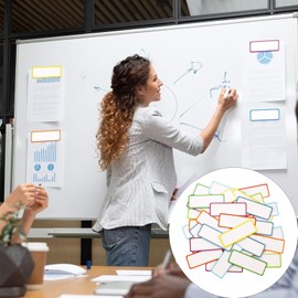 Weenwill Magnetic Dry Erase Labels,30 Pcs Name Plate Tags Flexible Reusable Magnetic Label Stickers Writable Magnet Sheets Blank for Whiteboards Locker Refrigerator Shelving Classroom(Random Color)