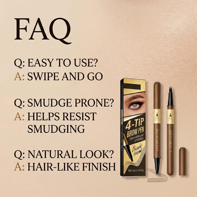 4-Pronged Eyebrow Pen For Natural Hair-Like Strokes And Precise Definition