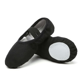 Danzcue Ballet Shoes for Women Soft Canvas Adult Dance Slippers, Ideal Ballet Flats for Women, Black 7M