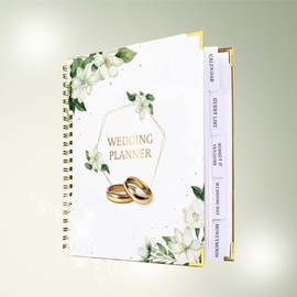 Beautiful Wedding Planner Book and Organizer, Ideal Size, Hard Cover with Metal Corner Wedding Planner for Bride, Elegant and Sober Design, Best Planner for Wedding, 6 Guide Pages in Sections