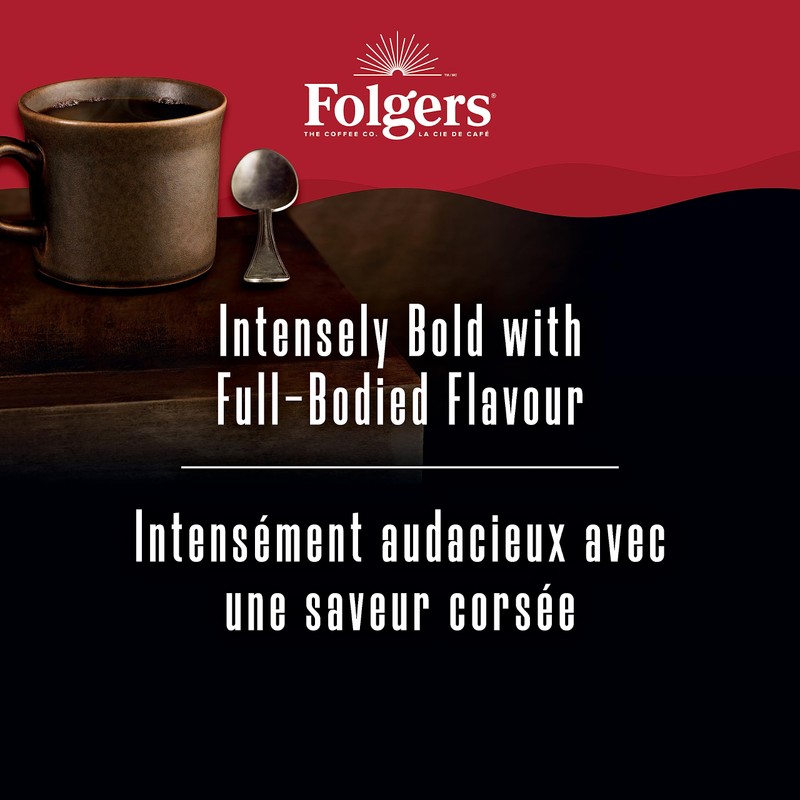 Folgers Intensely Dark Extra Dark Roast Coffee, Single-Serve K-Cup Pods