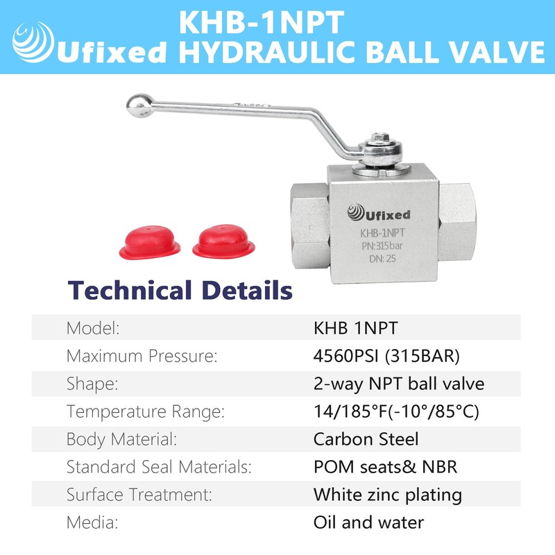 Ufixed 1" High Pressure Hydraulic Ball Valve,4500 psi,No Leak,Corrosion Resistance,Heavy