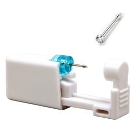 MQLSAERI Disposable Nose Piercing Set 1 Piece, Safety Portable Self Nose Piercing Set, Sterile Nose Piercing Set Tool with 2 Nose Studs