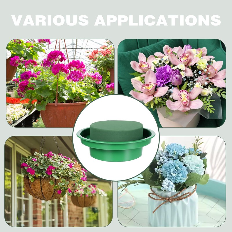 16 Pack Round Floral Foam with Bowls, Green Wet Flower