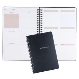 AMO HERMOSO A5 Weekly Planner Undated Planner with To-Do List, Spiral Appointment Calendar Notebook Organiser, 180 Pages, Weekly Calendar Black Hardcover