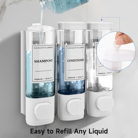 MEKOTRIN Soap Dispenser, Shampoo and Conditioner Dispenser, Shower Soap Dispenser for Bathroom, Kitchen，5 Colors (White)