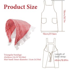 ZPSCXQ Aprons for Women, Kitchen Apron with Adjustable Ties and Lace Headband, Cotton Bib Apron for Cooking Baking Gardening, Practical Gift for Women and Girls