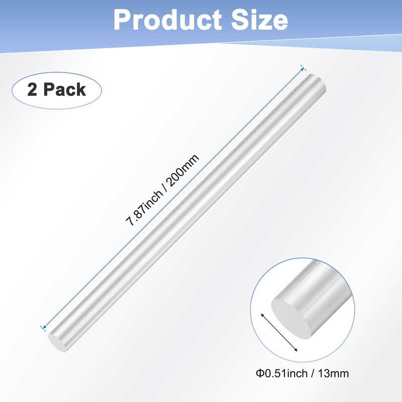 M METERXITY 2 Pack Round Aluminum Rod, Diameter 13mm(17/32"), Length