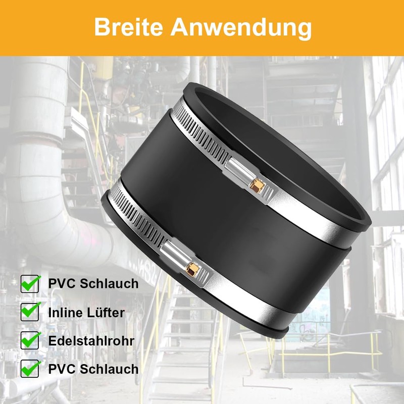 100 mm flexible rubber sleeve, rubber coupling with stainless steel
