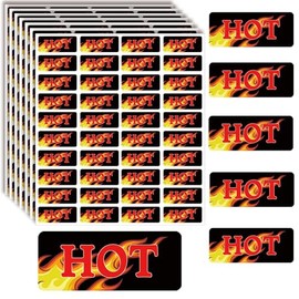 1000Pcs Hot Stickers HOT Imprint Flame Labels 1.5x0.6 inch Red Flame Stickers Hot Labels of Supermarkets, Convenience Stores, Coffee Shops and Food Establishments (Oval)