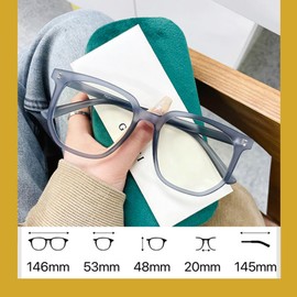 Oversized Square Reading Glasses for Women Men Blue Light Blocking Eyeglasses Frame Cute Comfortable Blue