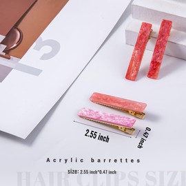 Cptots 12 PCS Acrylic Resin Alligator Barrettes For Women Small Cute Clips For Thick Thin Hair Fashion Decorative Accessories,Sparkling Beige Gradient Pink