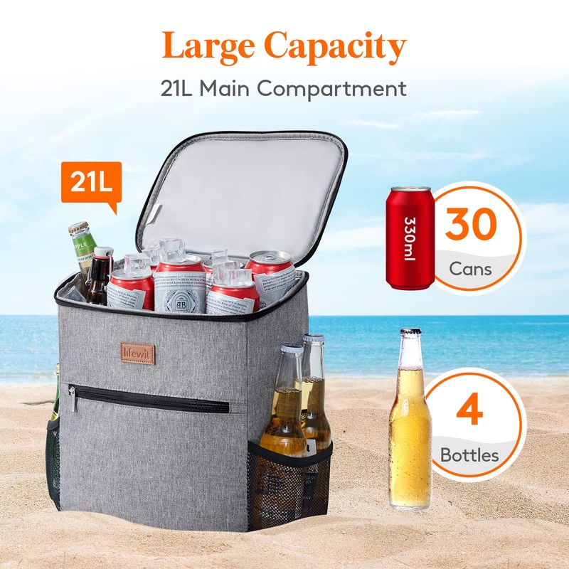 Lifewit 24L (30-Can) Soft Cooler Backpack with Hard Liner, Large