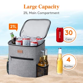 Lifewit 24L (30-Can) Soft Cooler Backpack with Hard Liner, Large Insulated Picnic Lunch Backpack Soft-Sided Cooling Bag for Camping/BBQ/Family Outdoor Activities (Grey)