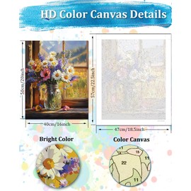 TOCARE Flowers Paint by Numbers Kit for Adults,Flower Bouquet on a Sunlit Windowsill Adult Paint by Number Canvas,Acrylic Adults' Paint-by-Number Kits Floral 16x20inch