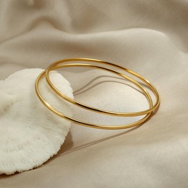 Elegance 11 designs 2mm/3mm Gold Bangle Bracelet Set for Women Tarnish Stainless Steel Bracelets Jewelry Stackable Thin Minimalist Waterproof Gold Bangles 2mm 3mm Stainless Steel No, Stainless Steel