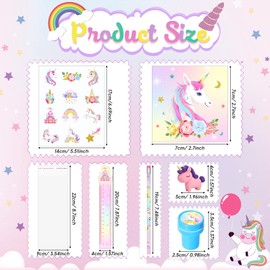 PerKoop 168 Pcs Unicorn Party Favors Unicorn Goodie Bags with Mini Unicorn Notebooks Pencils Stickers Stamps Unicorn Theme Birthday Party Supplies for Boys Girls School Prizes Gift Pinata Stuffers