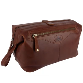 Rowallan of Scotland Mens Large Leather Wash Toiletries Bag - Cognac