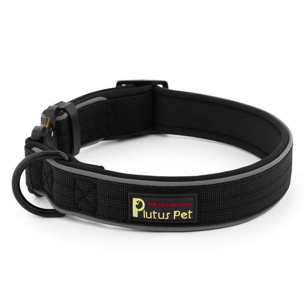 Plutus Pet Tactical Dog Collar, Reflective, Adjustable Heavy Duty Dog