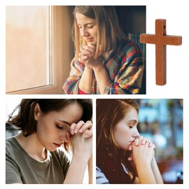 XiuGlimpse Cross, 50PCS Cross with Chain Cross Pendant, Easter Cross, Pocket Cross, Mini Cross,Crosses for Crafts, Prayer Cross,Wooden Cross Keychain, Wooden Cross Necklaces, Wooden Craft Supplies