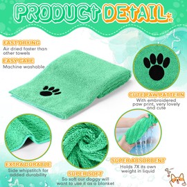 Chumia 4 Pack Dog Towels for Drying Pet Grooming Towel Absorbent Dogs Soft Microfiber Dog Drying Towel Quick Drying Large Medium Small Puppy Bath Towel for Dogs, Cats Pets(16 x 31 Inch,Green)