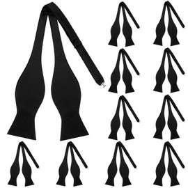 Ramede 10 Pcs Mens Solid Bowtie Self Tie Bow Ties Black Silk Adjustable Woven Classic Formal Bowties for Men Parties Wedding Groomsmen Elegant Costume Tuxedo Accessories