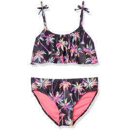 Hurley girls 2-piece Swimsuit Bikini Set, Black, Medium US