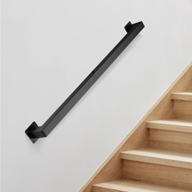 Modern Stair Handrail,Sturdy Safety Handrail for Stairs/Wall-Mounted Black Metal Wall Mount, Indoor Safety Rail-24inch