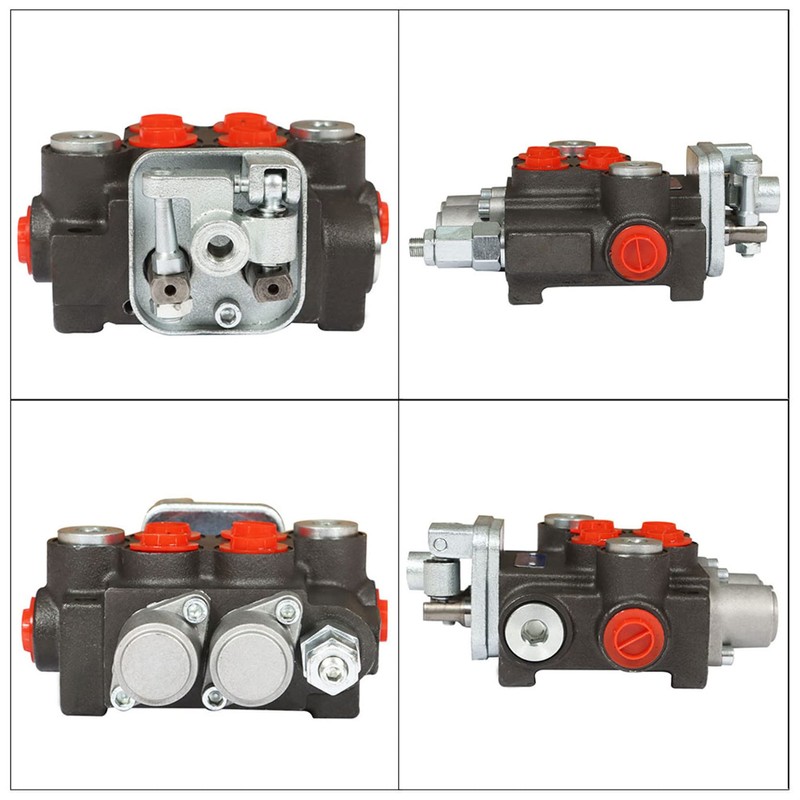 TINVHY 2 Spool Adjustable Hydraulic Directional Joystick Control Valve Monoblock
