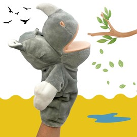 PLAYZOCO Rhino Hand Puppet Rhino Finger Puppet Animal Doll Educational Toy Plush Cotton PP Size 25cm Rhino